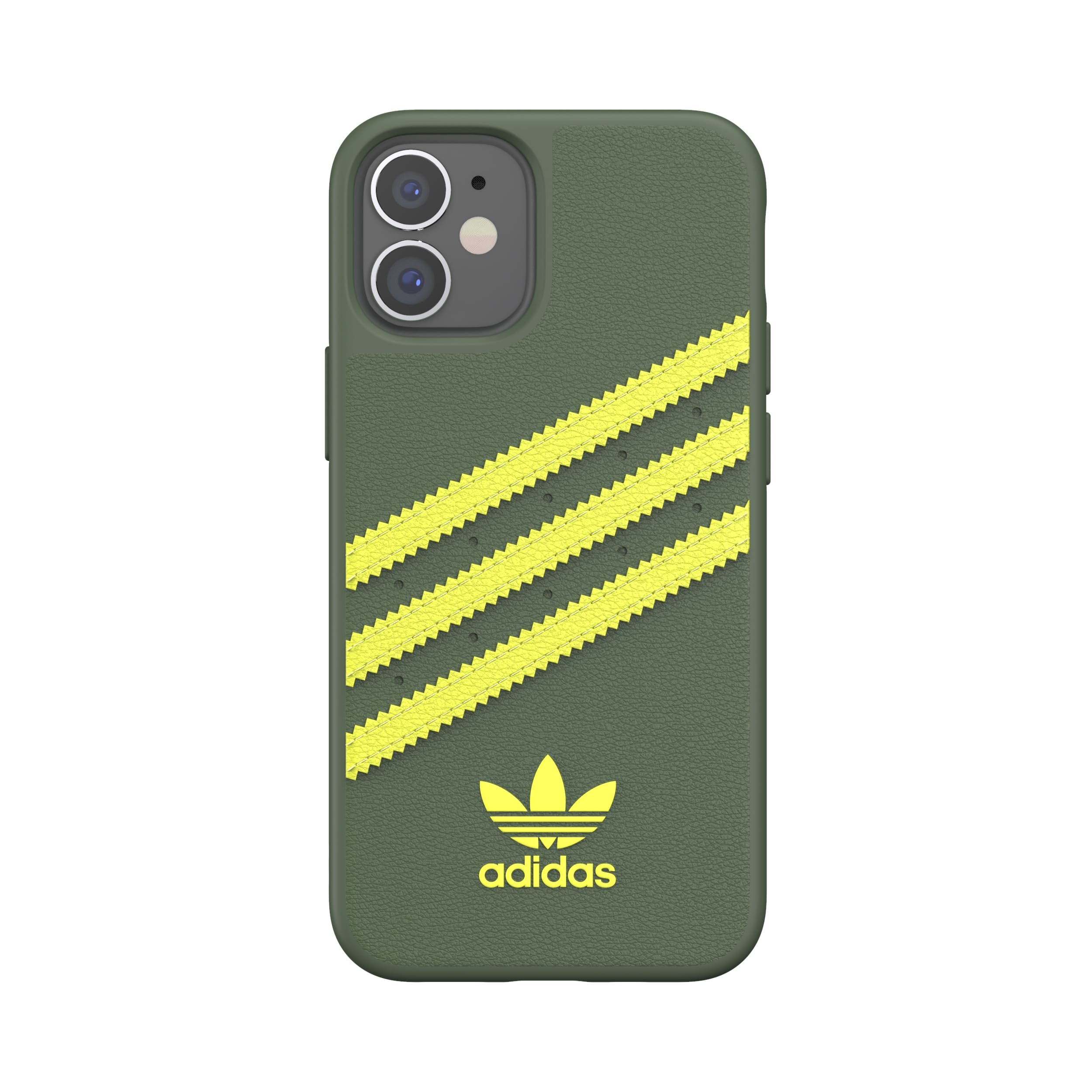 adidas アディダス スマホケース iPhone 12 Mini ケース アイフォン カバー スマホケース 耐衝撃 TPU SAMBA サンバ グリーン x イエロー