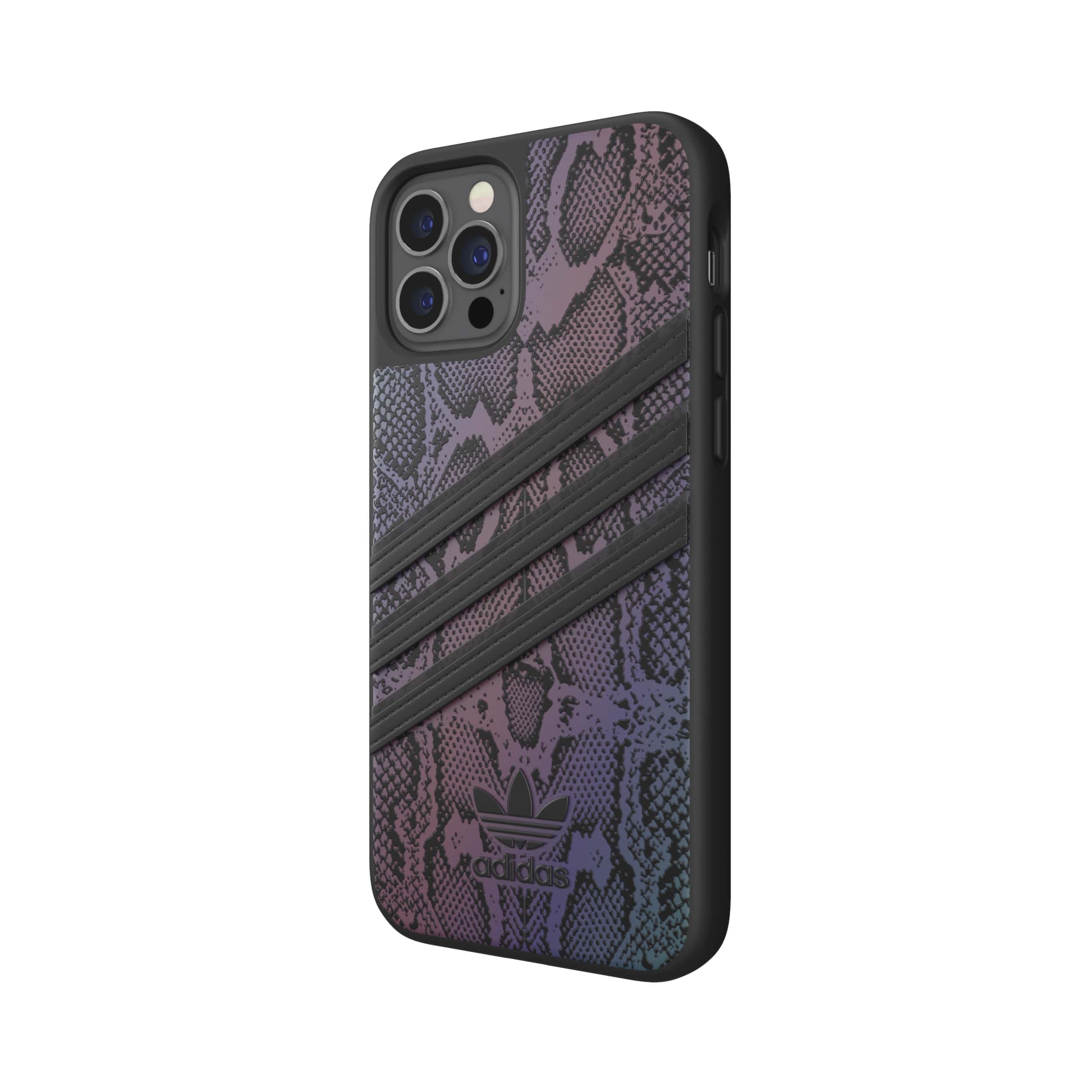 adidas アディダス スマホケース iPhone12 / iPhone12pro ケース アイフォン カバー スマホケース 耐衝撃 TPU SAMBA サンバ スネークプリント ブラック 黒