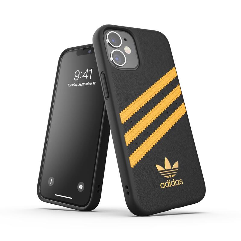 adidas アディダス スマホケース iPhone 12 Mini ケース アイフォン カバー スマホケース 耐衝撃 TPU SAMBA サンバ ブラック / ゴールド