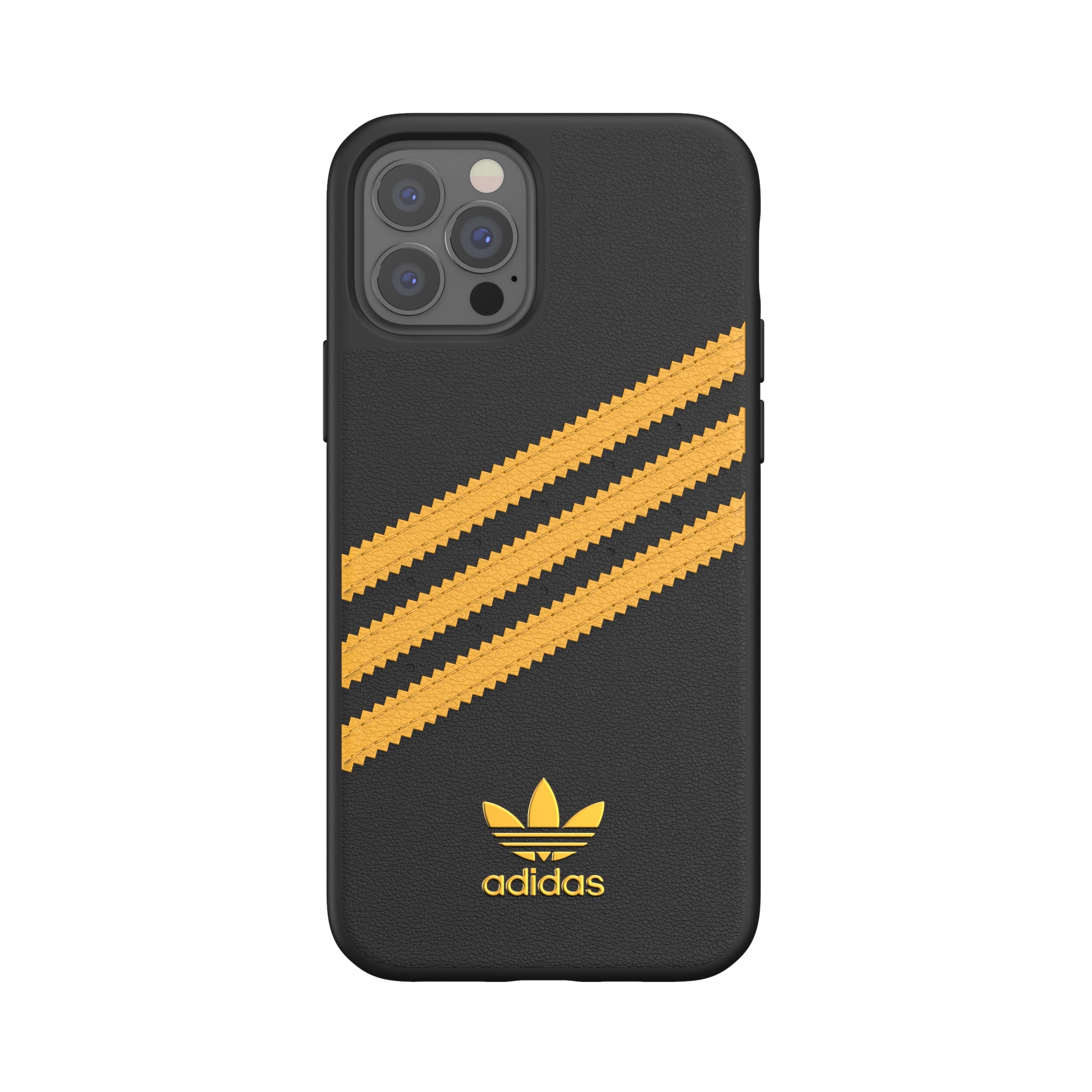 adidas アディダス スマホケース iPhone12 / iPhone12pro ケース アイフォン カバー スマホケース 耐衝撃 TPU SAMBA サンバ ブラック/ゴールド