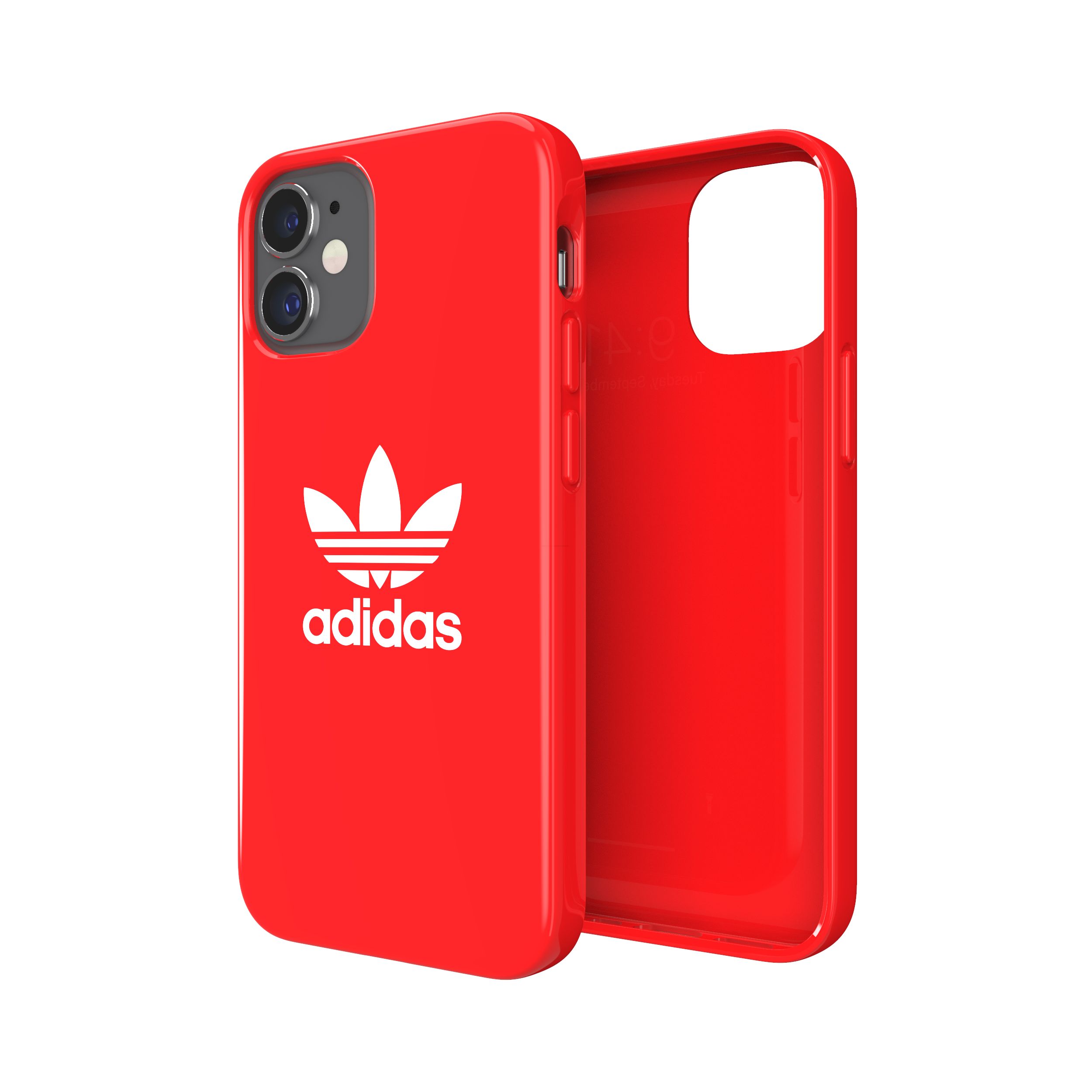 adidas アディダス スマホケース iPhone 12 Mini ケース アイフォン カバー スマホケース 耐衝撃 TPU 光沢 ロゴ スカーレット 赤