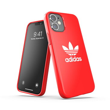 adidas アディダス スマホケース iPhone 12 Mini ケース アイフォン カバー スマホケース 耐衝撃 TPU 光沢 ロゴ スカーレット 赤