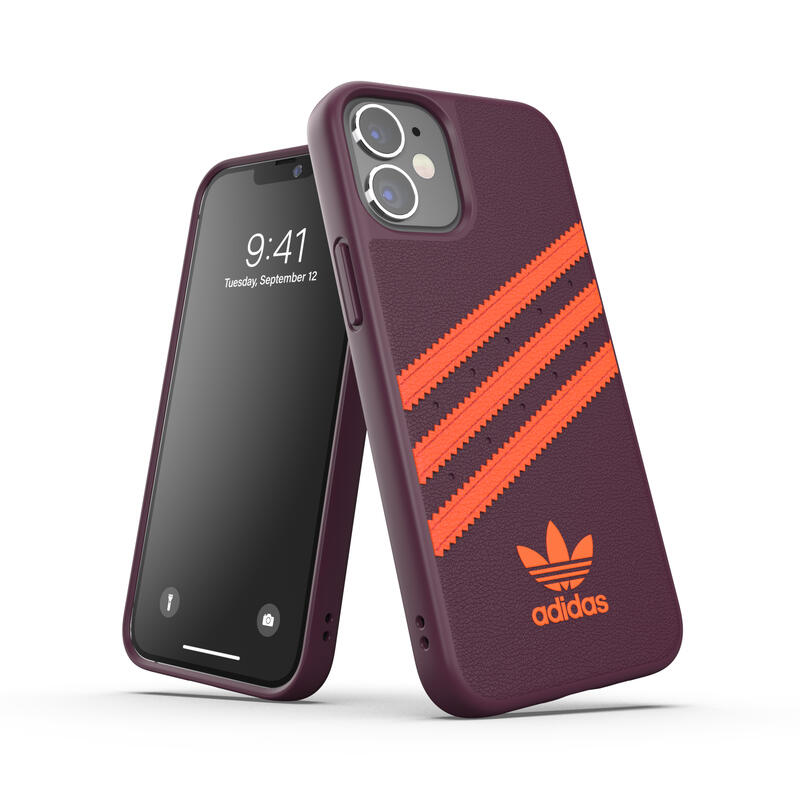adidas アディダス スマホケース iPhone 12 Mini ケース アイフォン カバー スマホケース 耐衝撃 TPU SAMBA サンバ マルーン x オレンジ 当店限定1年保証 