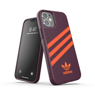 adidas アディダス スマホケース iPhone 12 Mini ケース アイフォン カバー スマホケース 耐衝撃 TPU SAMBA サンバ マルーン x オレンジ