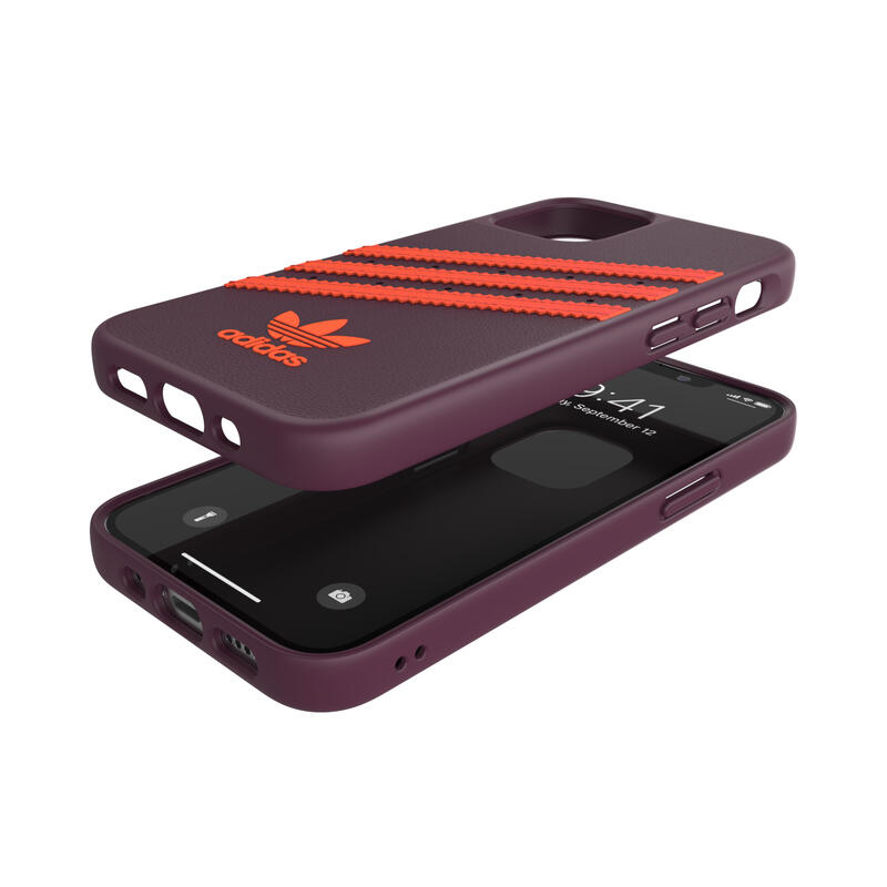 adidas アディダス スマホケース iPhone 12 Mini ケース アイフォン カバー スマホケース 耐衝撃 TPU SAMBA サンバ マルーン x オレンジ