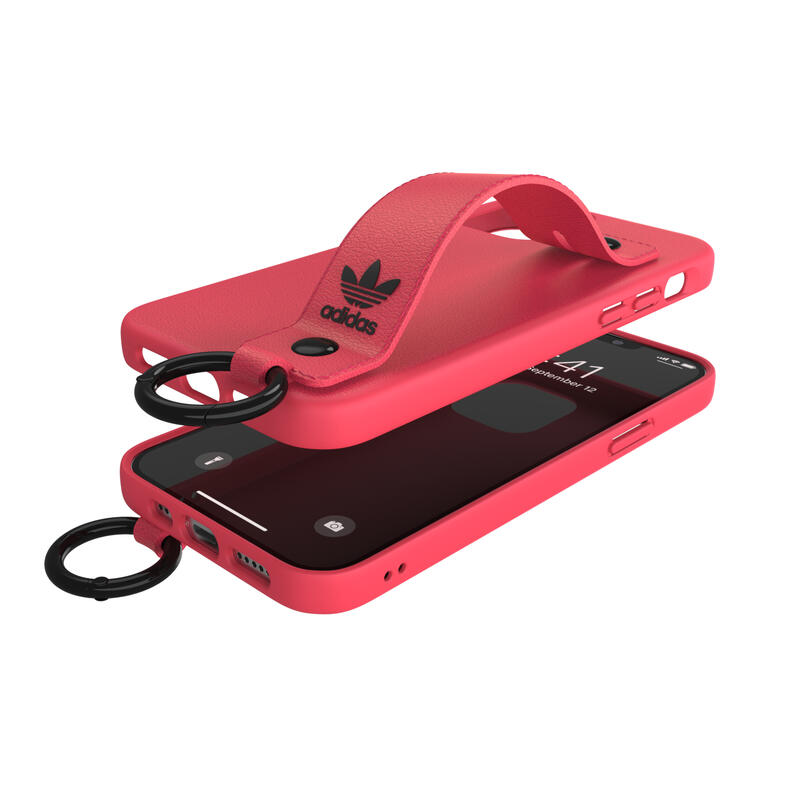 adidas アディダス スマホケース iPhone12 / iPhone12pro ケース アイフォン カバー スマホケース ハンドストラップ ベルト 落下防止 スタンド機能 シグナルピンク