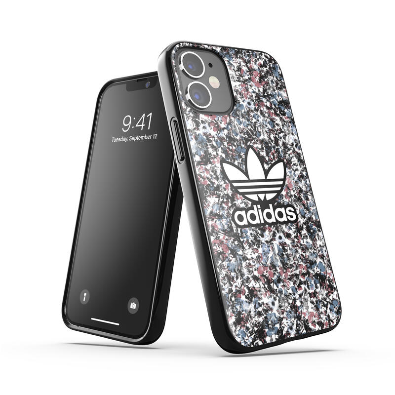 アディダス スマホケース メンズ adidas アディダス スマホケース iPhone 12 Mini ケース アイフォン カバー スマホケース 耐衝撃 TPU 花柄 フローラル プリント ブラック x ローズ x ブルー ※当店限定1年保証※