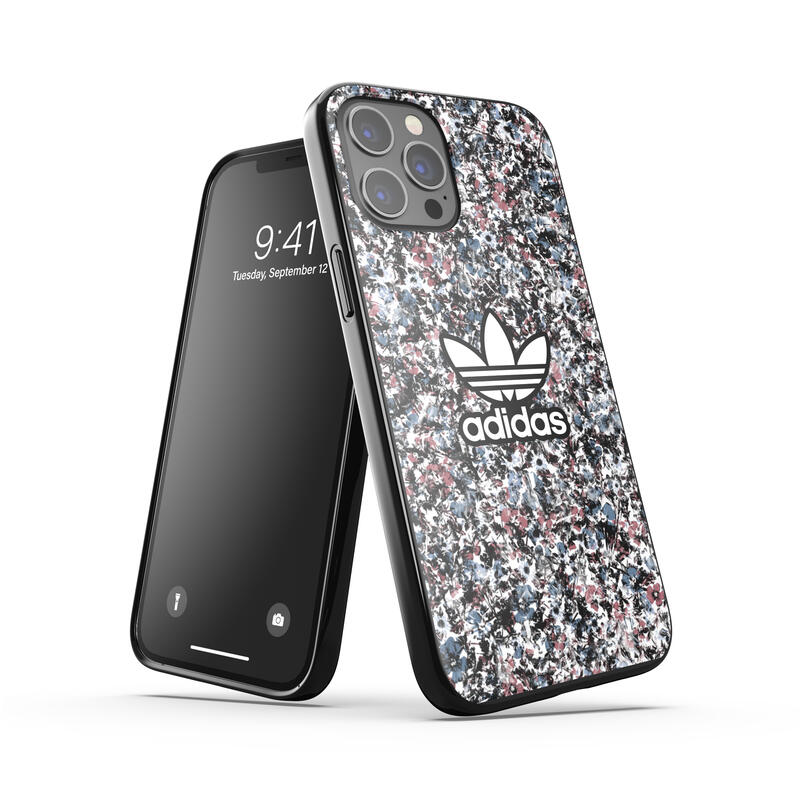 アディダス スマホケース メンズ adidas アディダス スマホケース iPhone 12 Pro Max ケース アイフォン カバー スマホケース 耐衝撃 TPU 花柄 フローラル プリント ブラック x ローズ x ブルー ※当店限定1年保証※