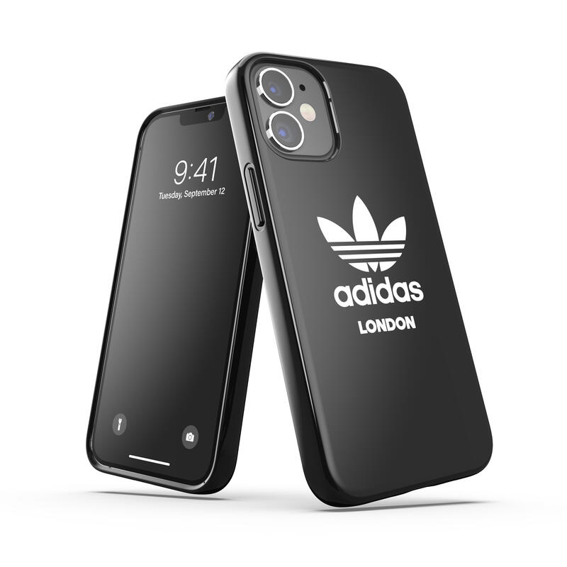 adidas アディダス スマホケース iPhone 12 Mini ケース アイフォン カバー スマホケース 耐衝撃 TPU 都市シリーズ ロンドン ロゴ ブラック 黒