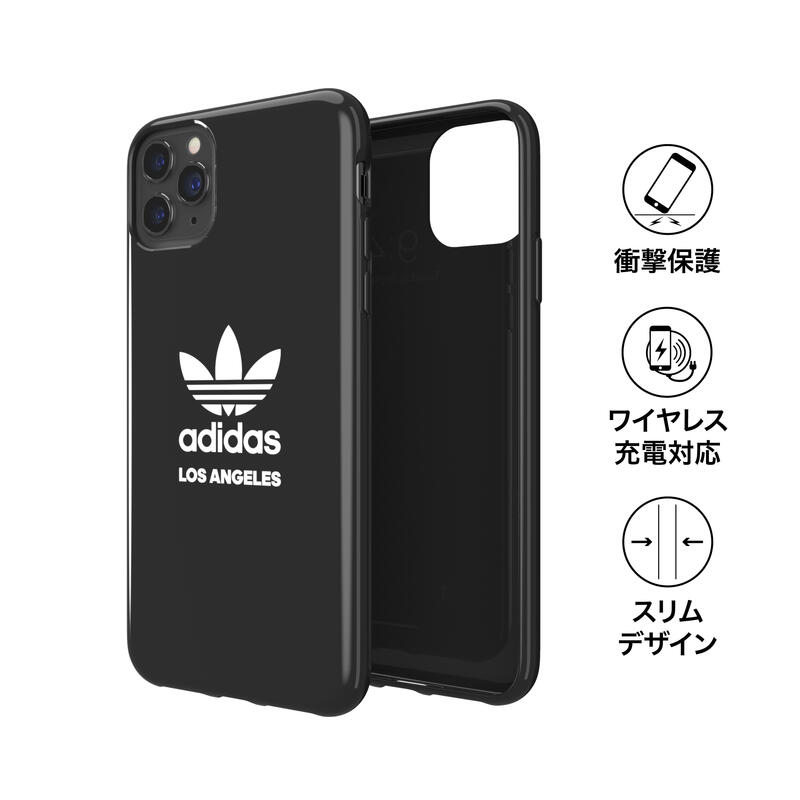 adidas アディダス スマホケース iPhone11Pro ケース アイフォン カバー スマホケース 耐衝撃 TPU 都市シリーズ ロサンゼルス ロゴ ブラック 黒