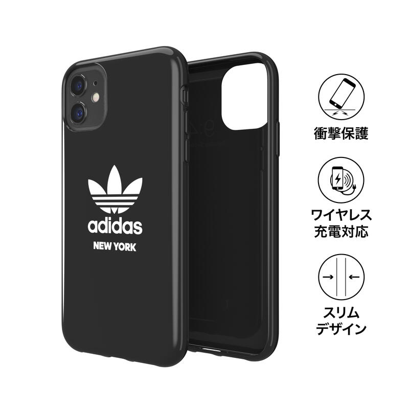 adidas アディダス スマホケース iPhone 11 ケース アイフォン カバー スマホケース 耐衝撃 TPU 都市シリーズ ニューヨーク ロゴ ブラック 黒