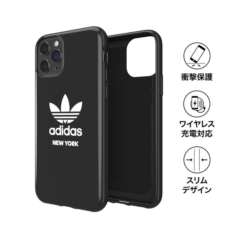 adidas アディダス スマホケース iPhone11Pro ケース アイフォン カバー スマホケース 耐衝撃 TPU 都市シリーズ ニューヨーク ロゴ ブラック 黒