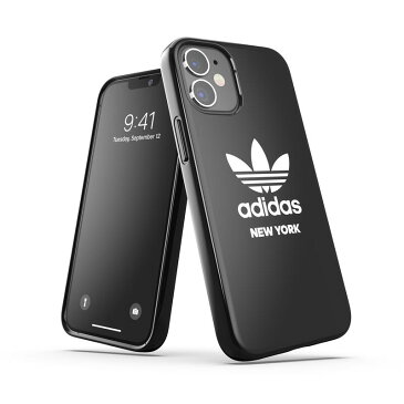 adidas アディダス スマホケース iPhone 12 Mini ケース アイフォン カバー スマホケース 耐衝撃 TPU 都市シリーズ ニューヨーク ロゴ ブラック 黒