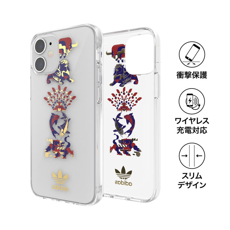 adidas アディダス スマホケース iPhone 12 Mini ケース クリアケース スマホケース アイフォン カバー 耐衝撃 TPU CNY チャイニーズニューイヤー 旧正月デザイン カラフル