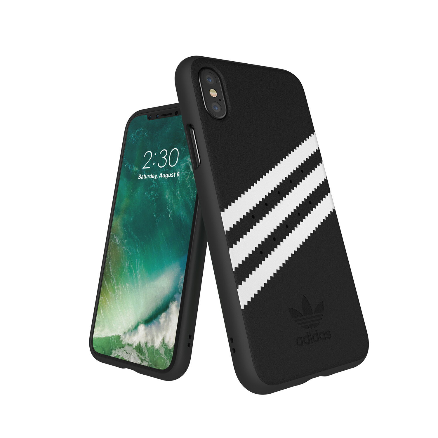 アディダス スマホケース メンズ 【※返品不可※アディダス在庫処分品】adidas アディダスiPhone X / iPhone XS ケース スマホケース アイフォン カバー 耐衝撃 TPU ガゼル スエード調素材 x 3ストライプ ブラック/ホワイト 黒