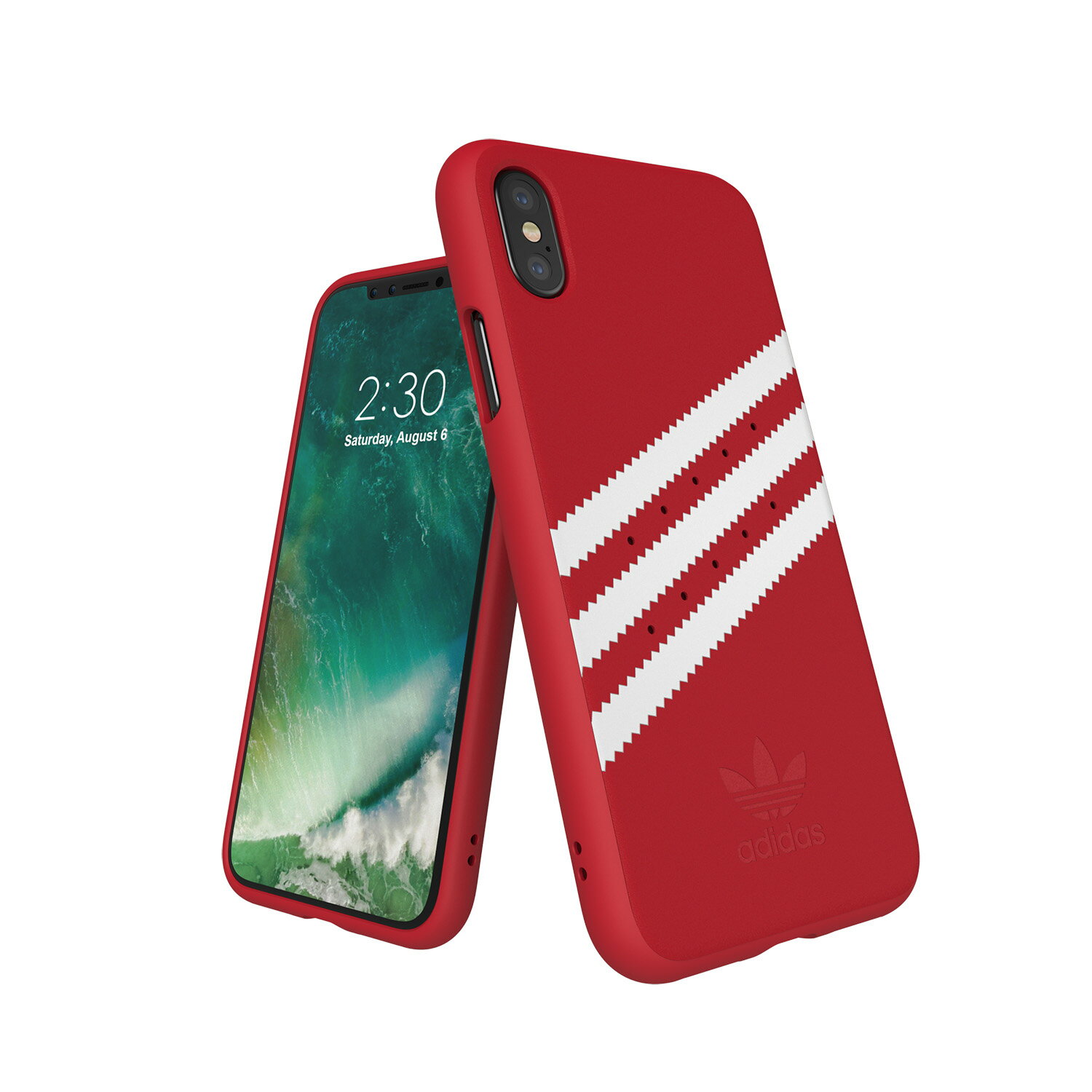 【※返品不可※アディダス在庫処分品】adidas アディダス スマホケース iPhone X / iPhone XS ケース スマホケース アイフォン カバー 耐衝撃 TPU ガゼル スエード調素材 x 3ストライプ レッド / ホワイト 赤