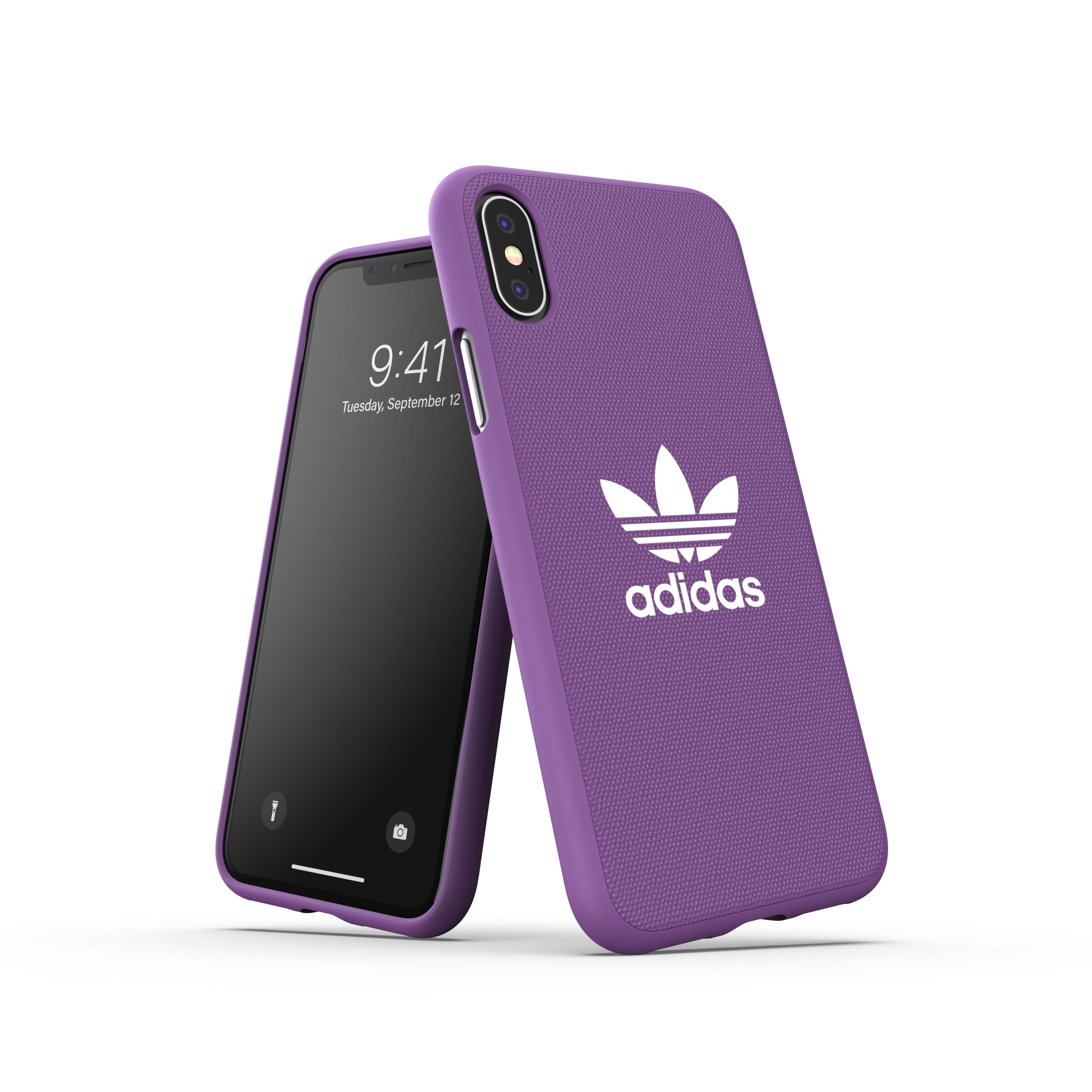 adidas アディダス スマホケース iPhone X / iPhone XS ケース スマホケース アイフォン カバー 耐衝撃 TPU キャンバス地 adicolor アクティブパープル