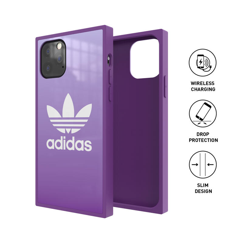 adidas アディダス スマホケース iPhone 11 Pro ケース スマホケース アイフォン カバー 耐衝撃 TPU スクエアケース アクティブパープル 紫