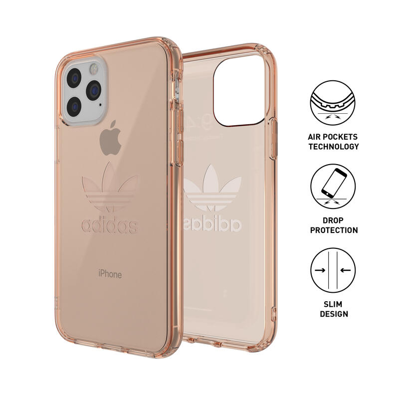 adidas アディダス スマホケース iPhone 11 Pro ケース クリアケース スマホケース アイフォン カバー 耐衝撃 TPU ビッグ・ロゴ ローズゴールド