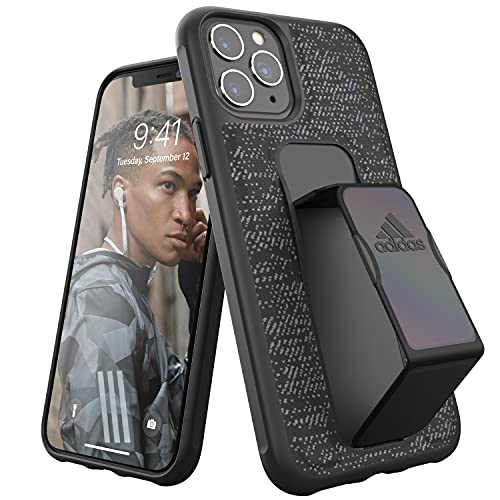 adidas アディダス iPhone 11 Pro ケース スタンド機能 グリップバンド付き スポーツ ブランド ロゴ 耐衝撃 軽量 ランニング アウトドア ブラック レッド 黒 赤