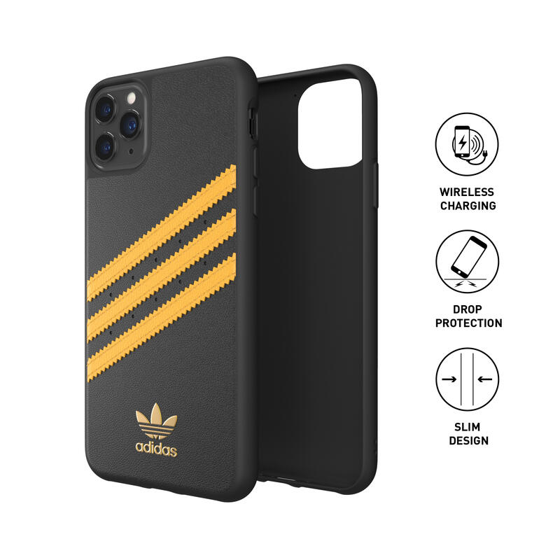 adidas アディダス スマホケース iPhone 11 Pro Max ケース アイフォン カバー スマホケース 耐衝撃 TPU SAMBA サンバ ブラック/ゴールド