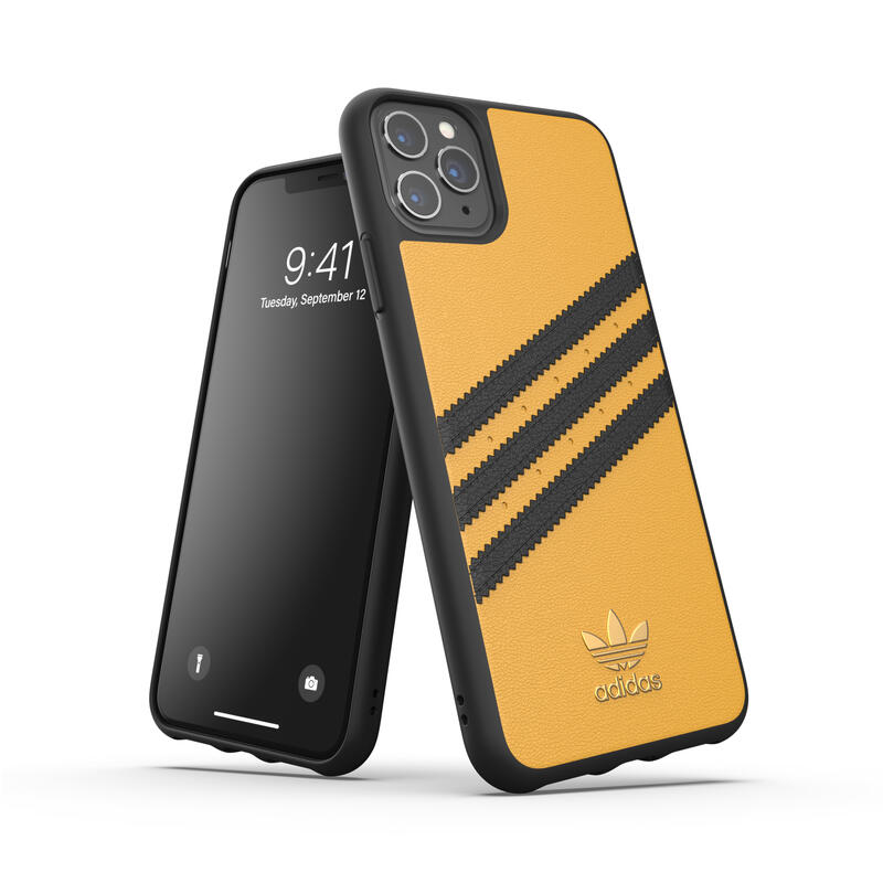 adidas アディダス スマホケース iPhone 11 Pro Max ケース アイフォン カバー スマホケース 耐衝撃 TPU SAMBA サンバ ゴールド/ブラック