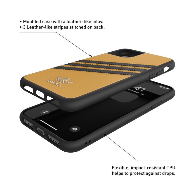 adidas アディダス スマホケース iPhone 11 Pro Max ケース アイフォン カバー スマホケース 耐衝撃 TPU SAMBA サンバ ゴールド/ブラック