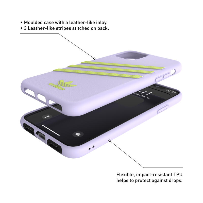 【処分品につき返品不可】adidas アディダス スマホケース iPhone 11 Pro Max ケース アイフォン カバー スマホケース 耐衝撃 TPU SAMBA サンバ パープルティント/ハイレゾイエロー ※当店限定1年保証※