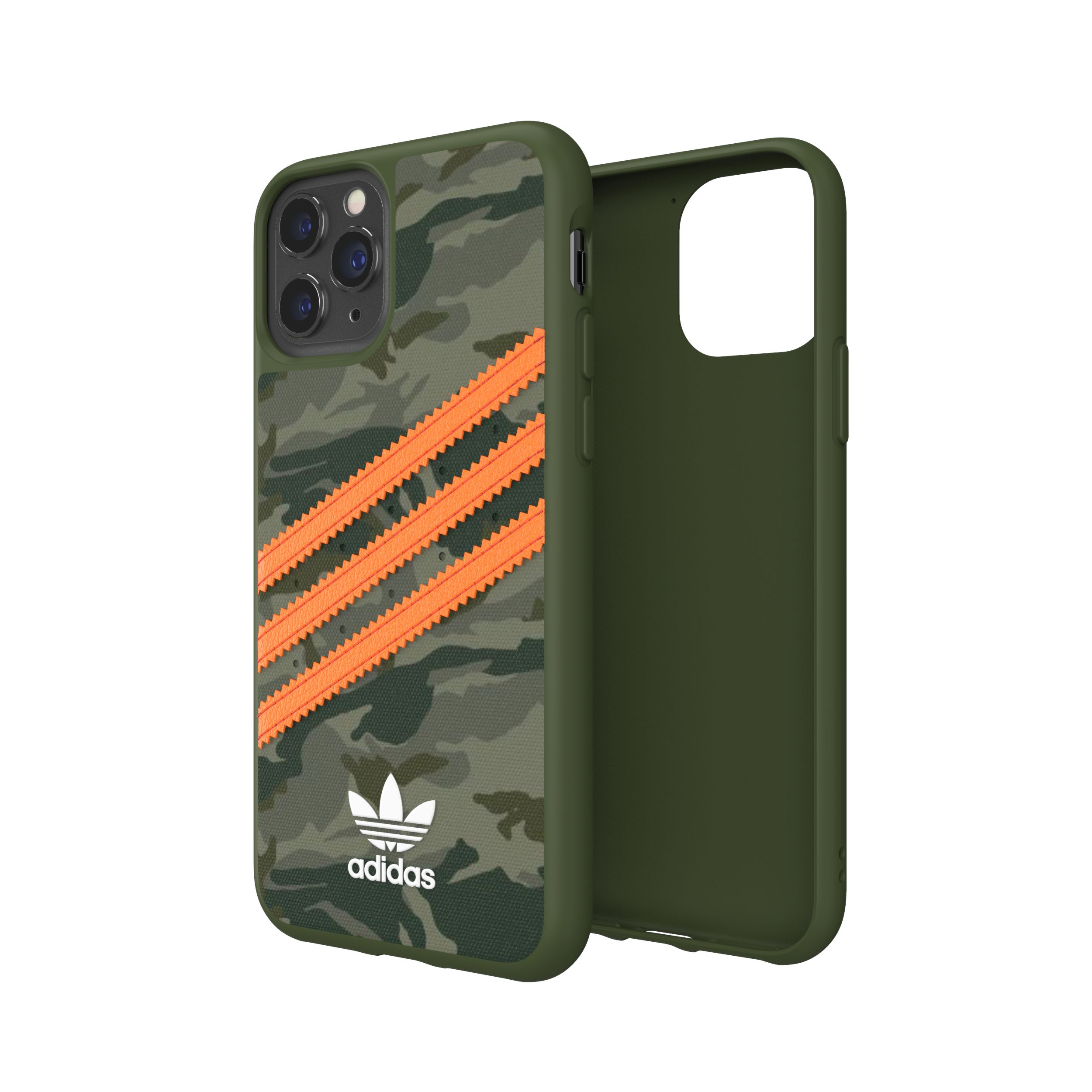 adidas アディダス スマホケース iPhone11Pro ケース アイフォン カバー スマホケース 耐衝撃 TPU SAMBA サンバ サンバ カモ x オレンジ