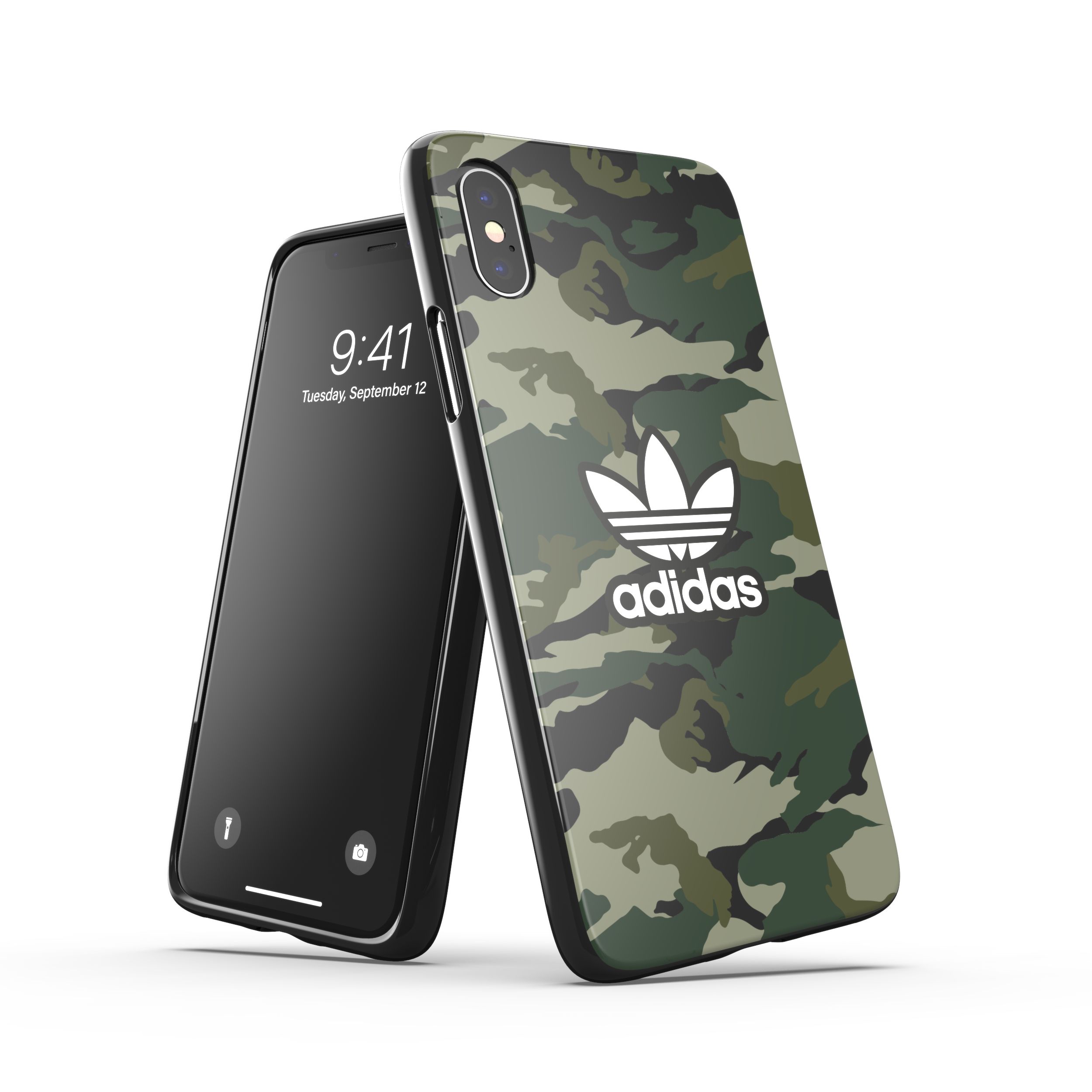 adidas アディダス スマホケース iPhone X / iPhone XS ケース スマホケース アイフォン カバー 耐衝撃 TPU カモ柄 プリント ブラック x ナイトカーゴ 黒