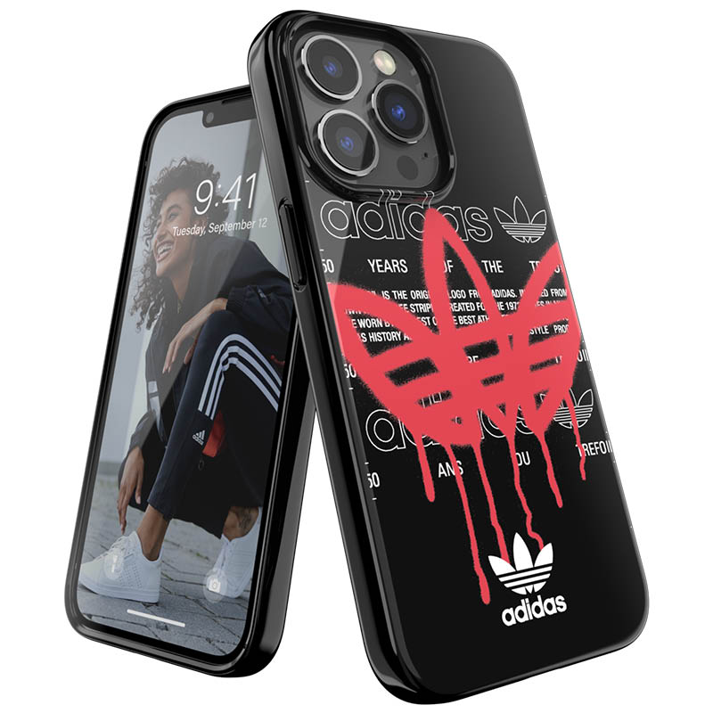 【送料無料】adidas アディダス スマホケース iPhone 13 Pro ケース アイフォン カバー スマホケース 耐衝撃 TPU グラフィック プリント サマー ［ブラック 黒 /ピンク］人気 メンズ レディース プレゼント ギフト ※当店限定1年保証※