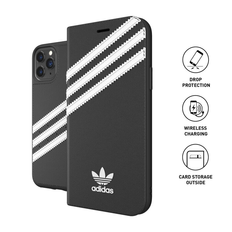 adidas アディダス スマホケース iPhone 11 Pro Max 手帳型ケース アイフォン 手帳 ケース カバー スマホケース 耐衝撃 TPU SAMBA サンバ ブラック 黒