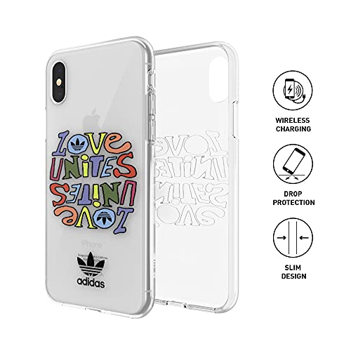 adidas アディダス スマホケース iPhone X/Xs ケース アディダス グラフィックプリント クリアケース 耐衝撃 TPU 軽量クリア プライド カラフル