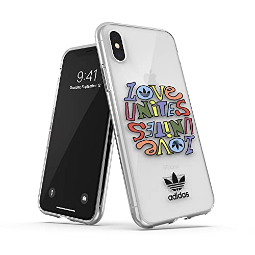 adidas アディダス スマホケース iPhone X/Xs ケース アディダス グラフィックプリント クリアケース 耐衝撃 TPU 軽量クリア プライド カラフル