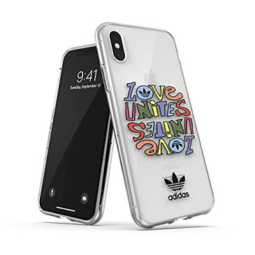 adidas アディダス スマホケース iPhone X/Xs ケース アディダス グラフィックプリント クリアケース 耐衝撃 TPU 軽量クリア プライド カラフル