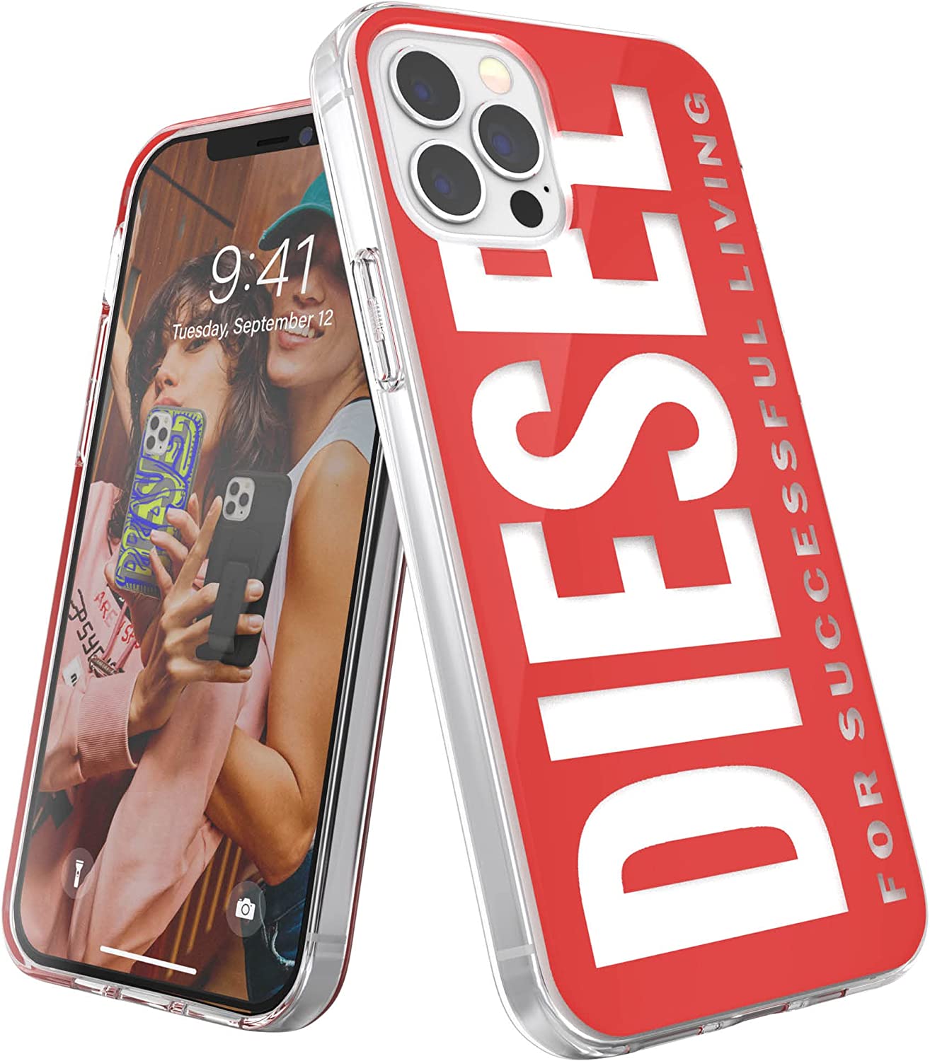 ディーゼル スマホケース メンズ DIESEL iPhone 12/12Pro ケース クリアケース FW21 (ディーゼル iPhone 12/12Pro カバー, レッド/ホワイトロゴ) ブランド ディーゼル おしゃれ かわいい かっこいい スタイリッシュ シンプル ロゴ メンズ レディース 男性 女性 ※当店限定1年保証※