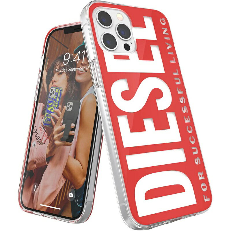 ディーゼル スマホケース メンズ DIESEL iPhone12ProMax ケース 6.7インチ クリアケース グラフィック FW21 (ディーゼル iPhone 12 Pro Max カバー, レッド/ホワイトロゴ) ブランド ディーゼル おしゃれ かわいい かっこいい スタイリッシュ シンプル ロゴ メンズ レディース 男性 女性 ※当店限定1年保証※