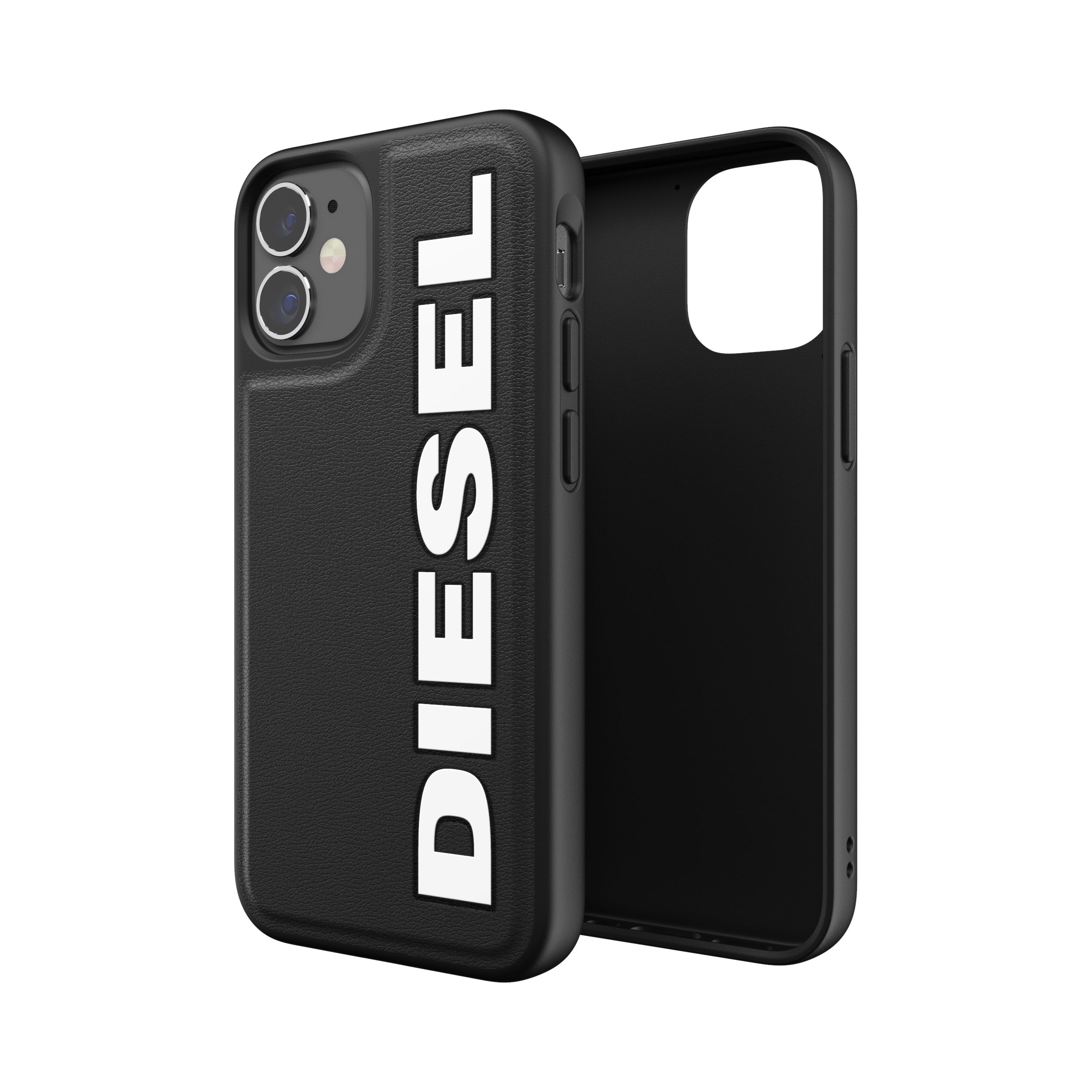 DIESEL iPhone 12 mini 5.4インチ ロゴ ラバープリント ブラック/ホワイト