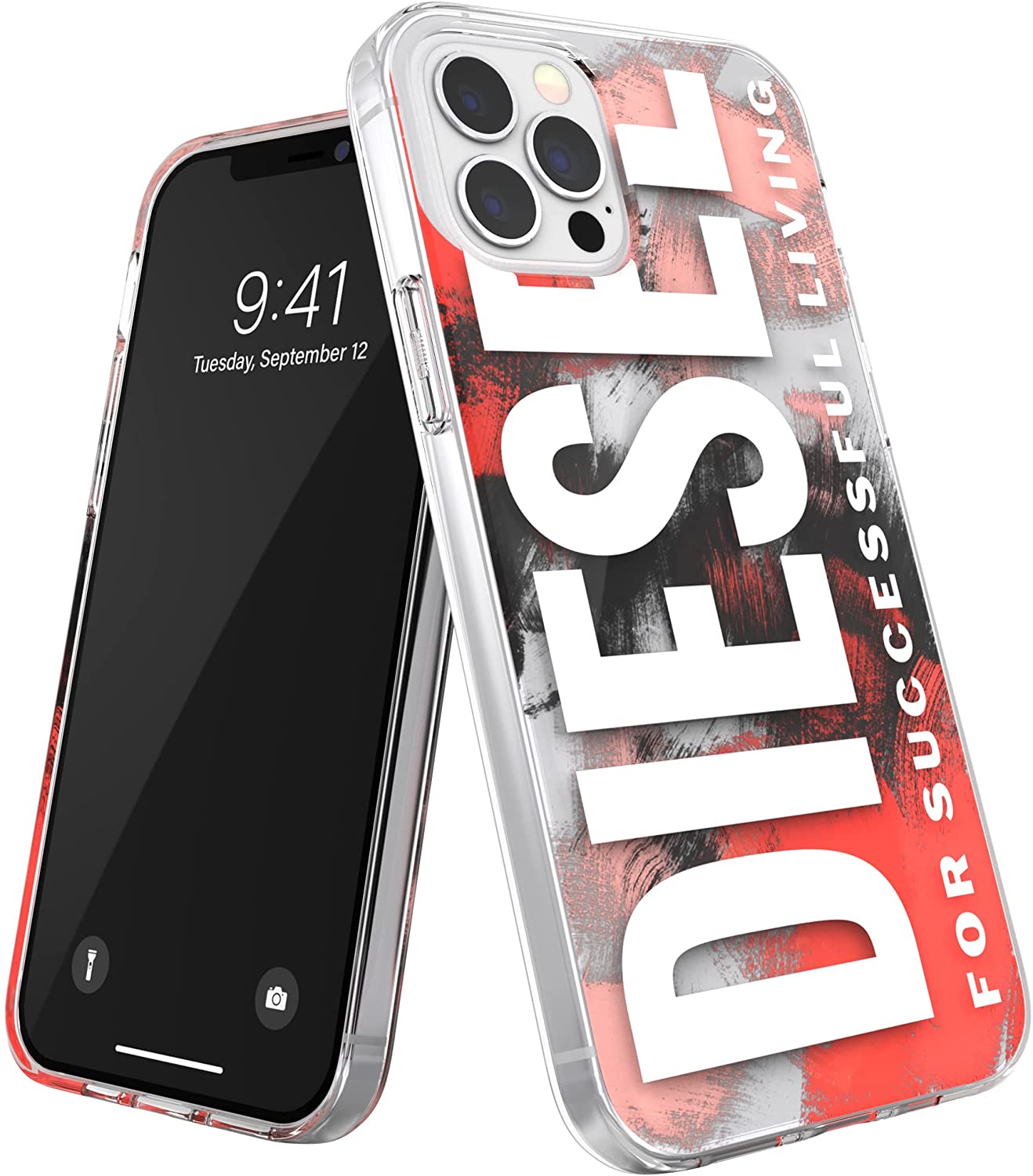 ディーゼル スマホケース メンズ DIESEL iPhone12 ケース / iPhone12pro ケース 6.1インチクリアケース FW21 (ディーゼル iPhone 12 / 12 Pro, レッドカモフラージュ) ※当店限定1年保証※