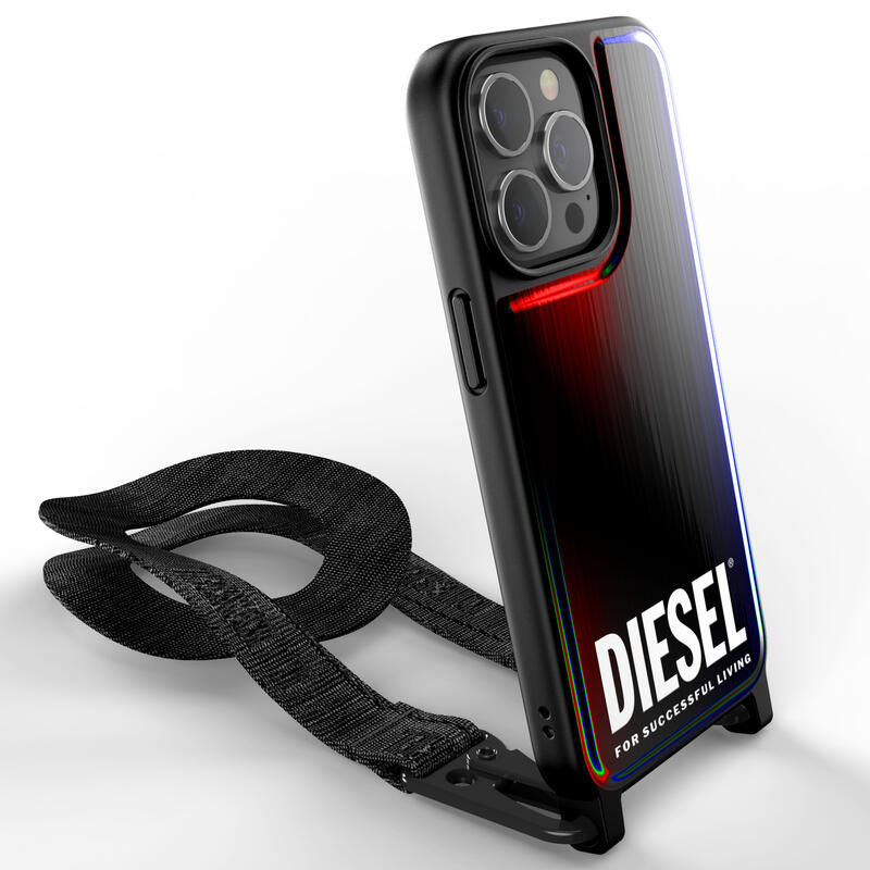 ディーゼル スマホケース メンズ 【送料無料】 DIESEL ディーゼル iPhone 13 Pro ケース アイフォン カバー スマホケース ストラップ付き ネックレスケース グラフィック 耐衝撃 TPU [ ホログラム ブラック 黒 ] ロゴ おしゃれ かわいい シンプル メンズ レディース ※当店限定1年保証※