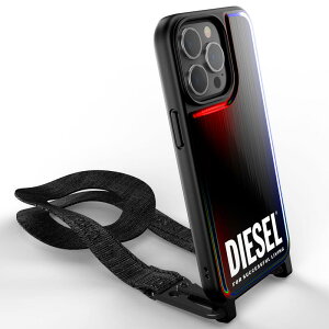 【送料無料】 DIESEL ディーゼル iPhone 13 Pro ケース アイフォン カバー スマホケース ストラップ付き ネックレスケース グラフィック 耐衝撃 TPU [ ホログラム ブラック 黒 ] ロゴ おしゃれ かわいい シンプル メンズ レディース ※当店限定1年保証※