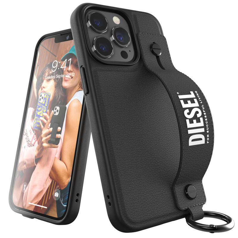 ディーゼル スマホケース メンズ DIESEL iPhone 13 Pro 6.1インチ ケース スマホスタンド ハンドストラップ FW21 （ディーゼル iPhone 13 Pro, ブラック） ※当店限定1年保証※