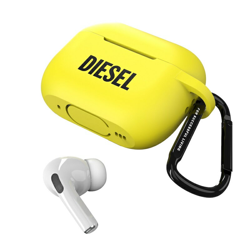 DIESEL AirPods Pro ケース AirPods Pro カバー エアーポッズ プロ カバー シリコンカバー カラビナ付き ケース アクセサリー ストラップ ネオンライム ライム色 黄緑 おしゃれ アップル イヤホン ホルダー 保護ケース 耐衝撃 柔軟 シンプル かわいい 韓国 送料無料