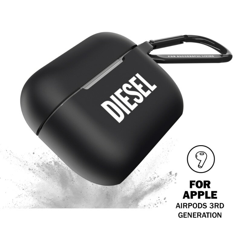【送料無料】 ディーゼル DIESEL AirPods 第3世代 ケース シリコン Airpods第3世代 ケース おしゃれ カバー シリコンカバー カラビナ付き ケース ［ブラック 黒］ airpods3 保護ケース 耐衝撃 柔軟 シンプル かわいい エアーポッズ エアポッツケース ※当店限定1年保証※ 3