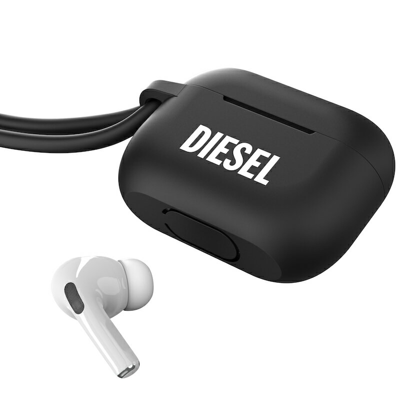 楽天smartstyle 楽天市場店【送料無料】 ディーゼル DIESEL AirPods Pro ケース シリコン カバー エアーポッズ プロ ネックストラップ付き ［ブラック 黒］ airpodspro 保護ケース 耐衝撃 シンプル かわいい おしゃれ エアーポッズプロケース ※当店限定1年保証※