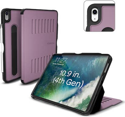 【日本正規販売店】ZUGU iPad Air4 ケース 2020 10.9 第4世代、iPad Pro 11ケース 2021 The Alpha Case 極薄 落下衝撃保護 8段階スタンド機能 オートスリープ スマートカバー (Air 4 iPadPro 11 パープル、ブルー、ブラウン、レッド)