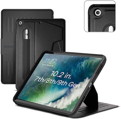 【日本正規販売店】ZUGU iPad 9 / 8 / 7世代 ケース 10.2インチ 2021 / 2020 / 2019 The Muse 極薄 落下衝撃保護 8段階 スタンド 機能 オートスリープ ペンホルダー スマートカバー アイパッド (iPad 10.2 ケース 第7世代 第8世代 第9世代 ブラック) ※当店限定1年保証※