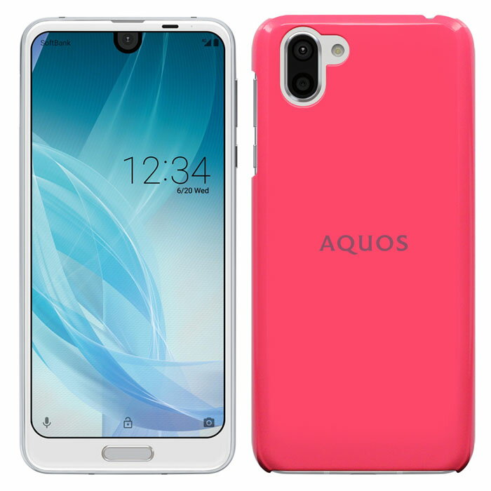 aquosr2ケース アクオスr2 docomo SH-03K au SHV42 シャープ ソフトバンク AQUOS R2 sh03k カバー ハードケース スマホケース 液晶保護フィルム付き シンプル レッド ホワイト ブラック ピンク ブルー イエロー