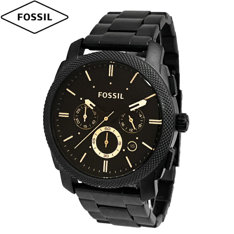 フォッシル 腕時計（メンズ） FOSSIL フォッシル 腕時計 新品・アウトレット FS4682 MACHINE マシーン ミッドサイズ クロノグラフ ステンレススチールウォッチ ブラック メンズ クォーツ 並行輸入品