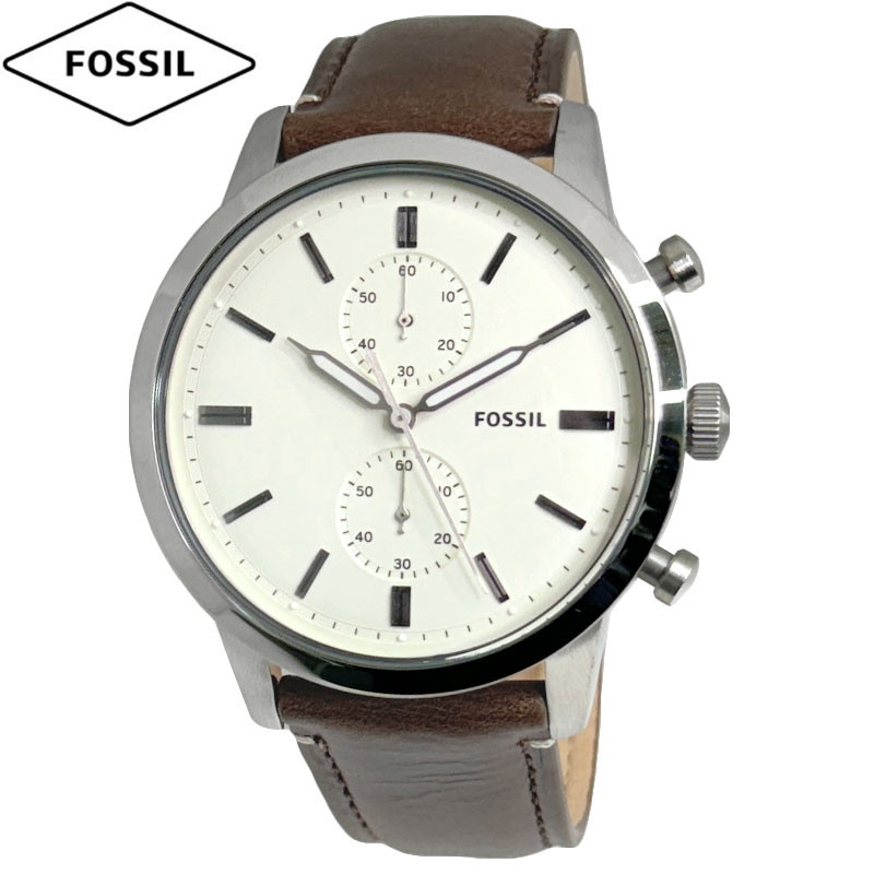 フォッシル 腕時計（メンズ） FOSSIL フォッシル 腕時計 新品・アウトレット TOWNSMAN FS5350 メンズ クォーツ クロノグラフ クリームダイヤル ブラウン革ベルト 並行輸入品
